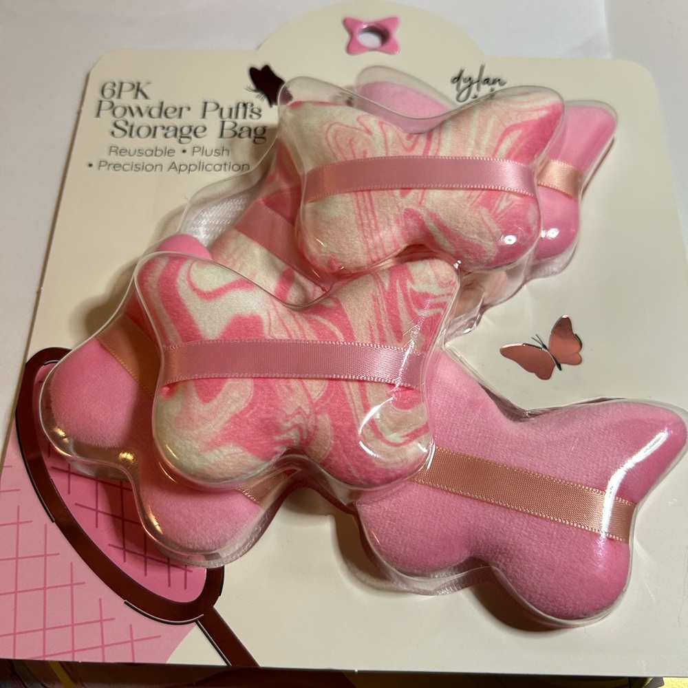 Dylan Demi Pink Butterfly Powder Puffs